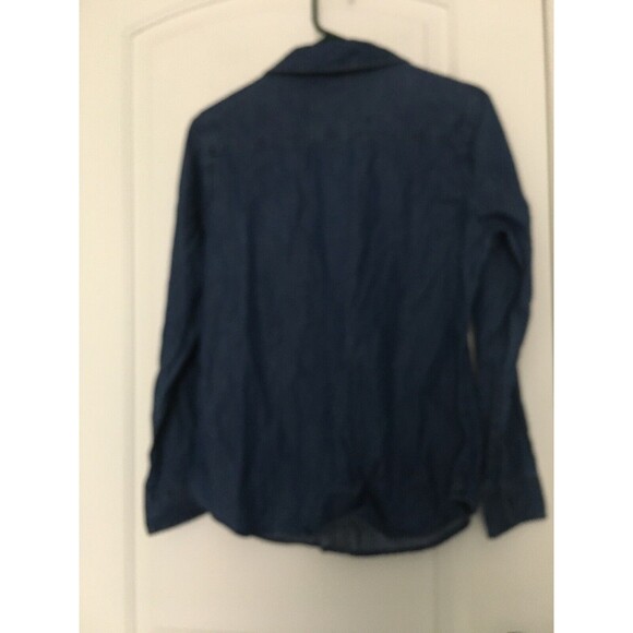 Faded Glory Women's Blue Long Sleeve Button-Up Jean Shirt Size Medium 8-10 - Picture 9 of 11